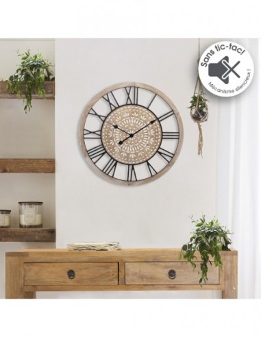 Reloj de madera grabado D67 cm