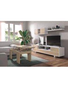 Pack Completo Muebles salón Belus Color Blanco Comedor Estilo Moderno ( Mueble Modular + Mesa de Centro + Mesa Comedor)